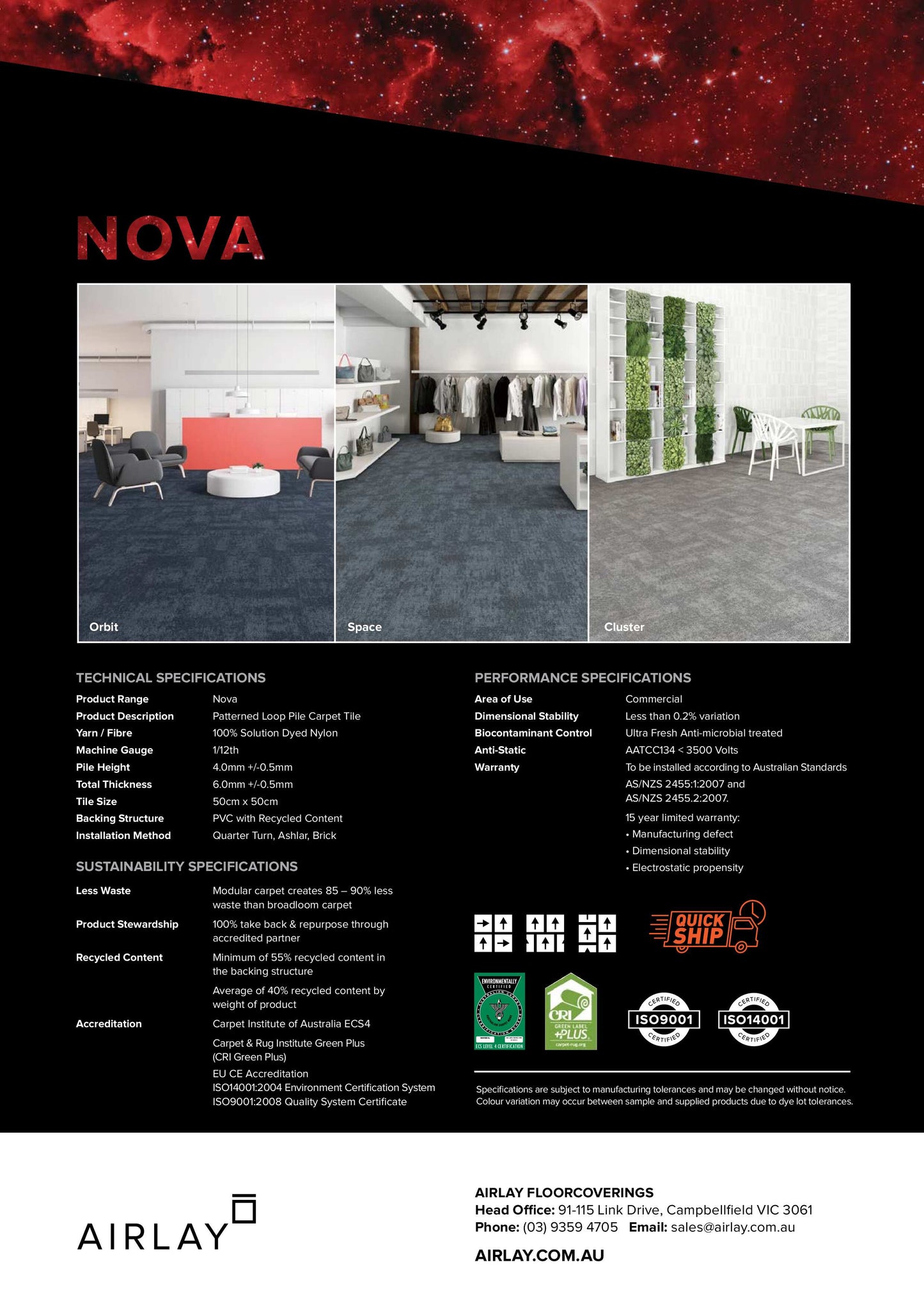 AIRLAY CARPET TILES NOVA