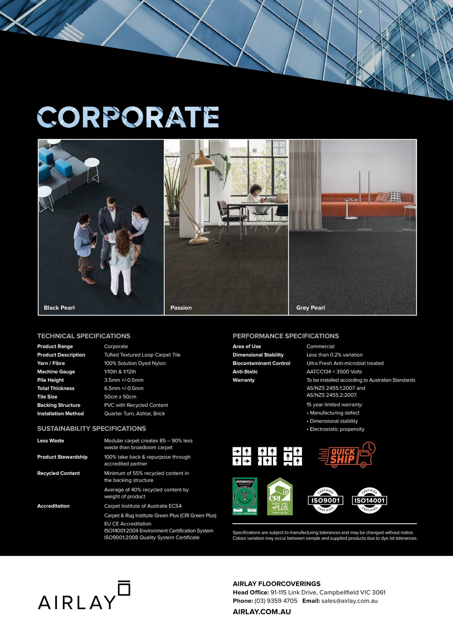 AIRLAY CARPET TILES CORPORATE COLLECTION